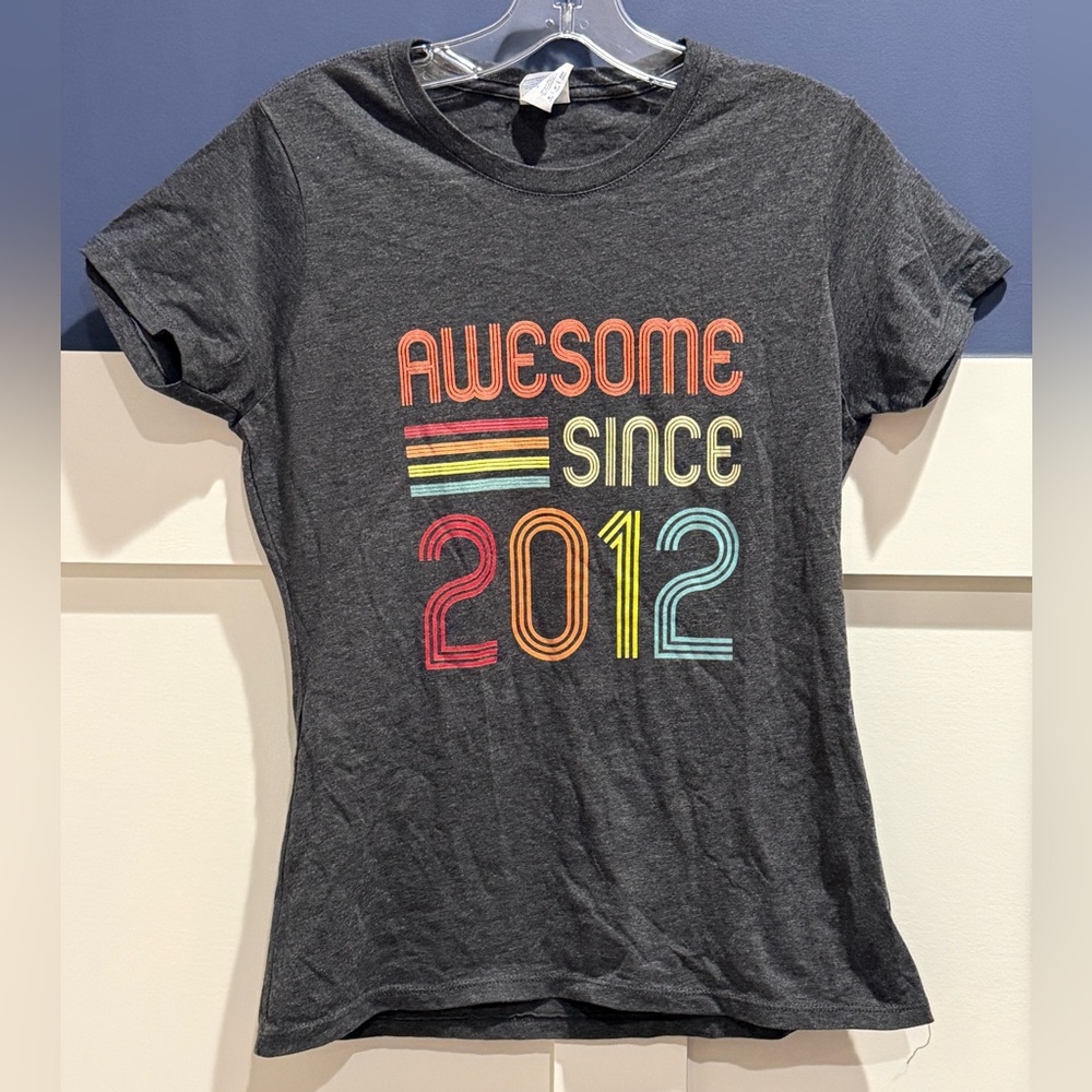 ‘Awesome Since 2012' Graphic Tee - Charcoal